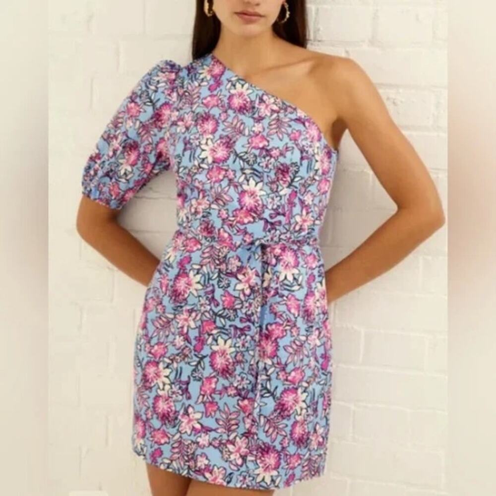 French Connection Women's Fotini One‎ Shoulder Mini Dress Floral Size 0